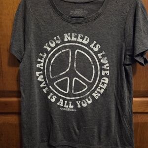 Gray Peace Sign Graphic T-Shirt